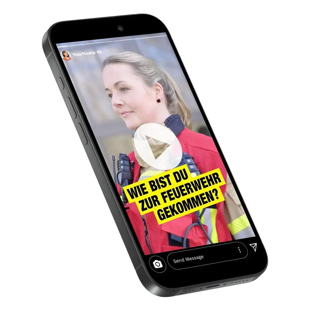 Das Bild zeigt ein Smartphone mit einer Videopreview des Interviews mit einem Kampagnengesicht vom VdF.