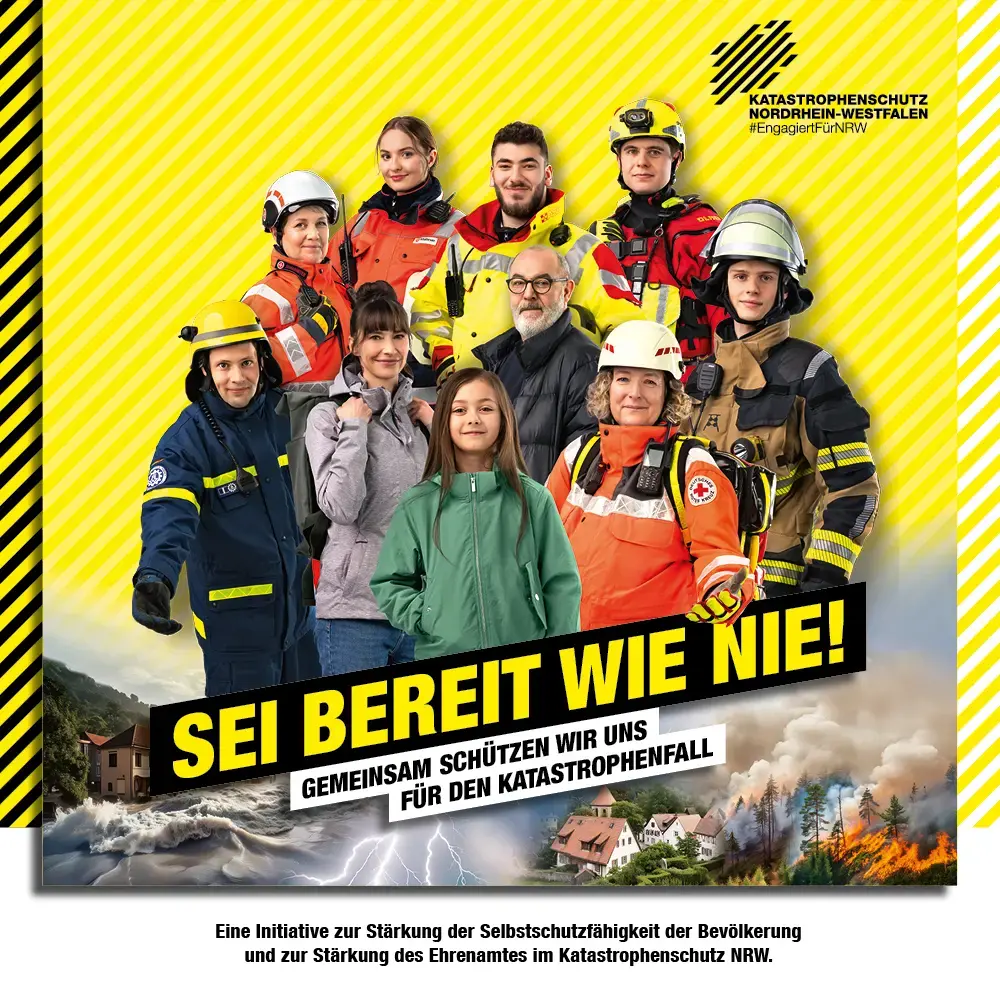 Kampagnenmotiv: SEI BEREIT WIE NIE! Gemeinsam schützen wir uns für den Katastrophenfall.