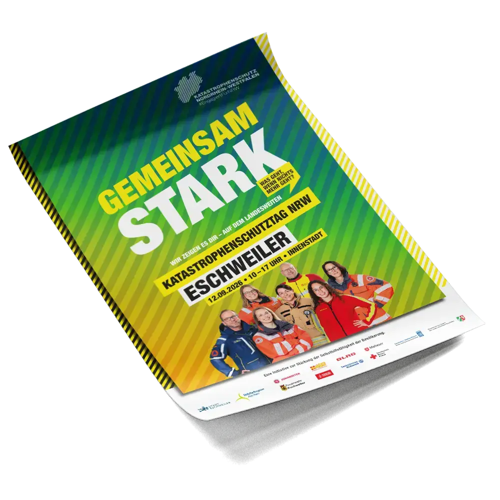 Darstellung des Plakats zum Katastrophenschutztages 2026 auf weißem Hintergrund.