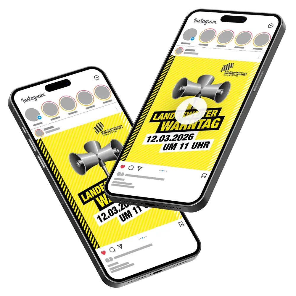 Zwei Smartphones, auf denen das Warntag-Posting zu sehen ist.