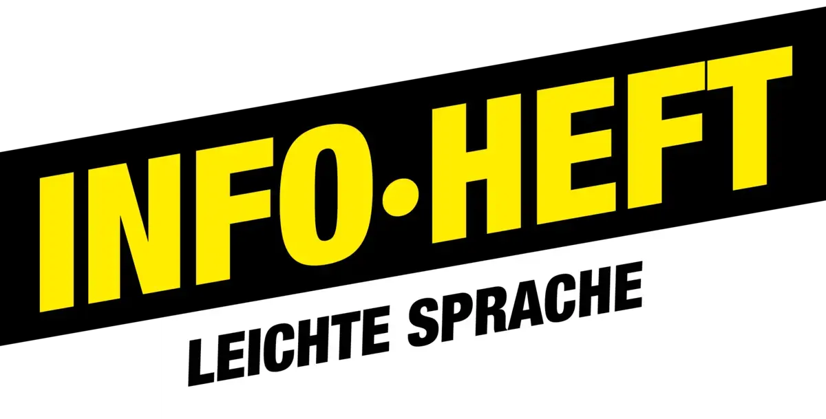 Ein Banner. Der Text sagt: &quot;Infoheft&quot; und &quot;Leichte Sprache&quot;.