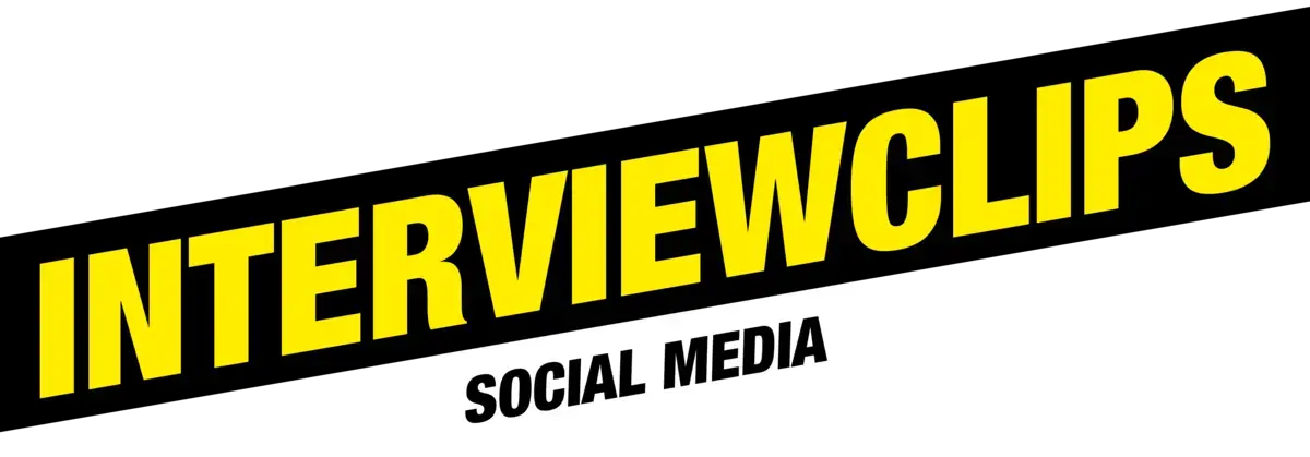 Ein Banner mit der Aufschrift &quot;Interviewclips - Social Media&quot;