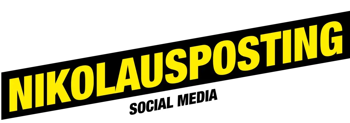 Ein Banner. &quot;Nikolausposting. Social Media.&quot;