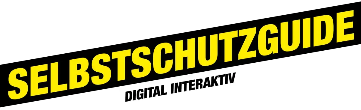 Ein Banner: &quot;Selbstschutzguide. Digital interaktiv.&quot;