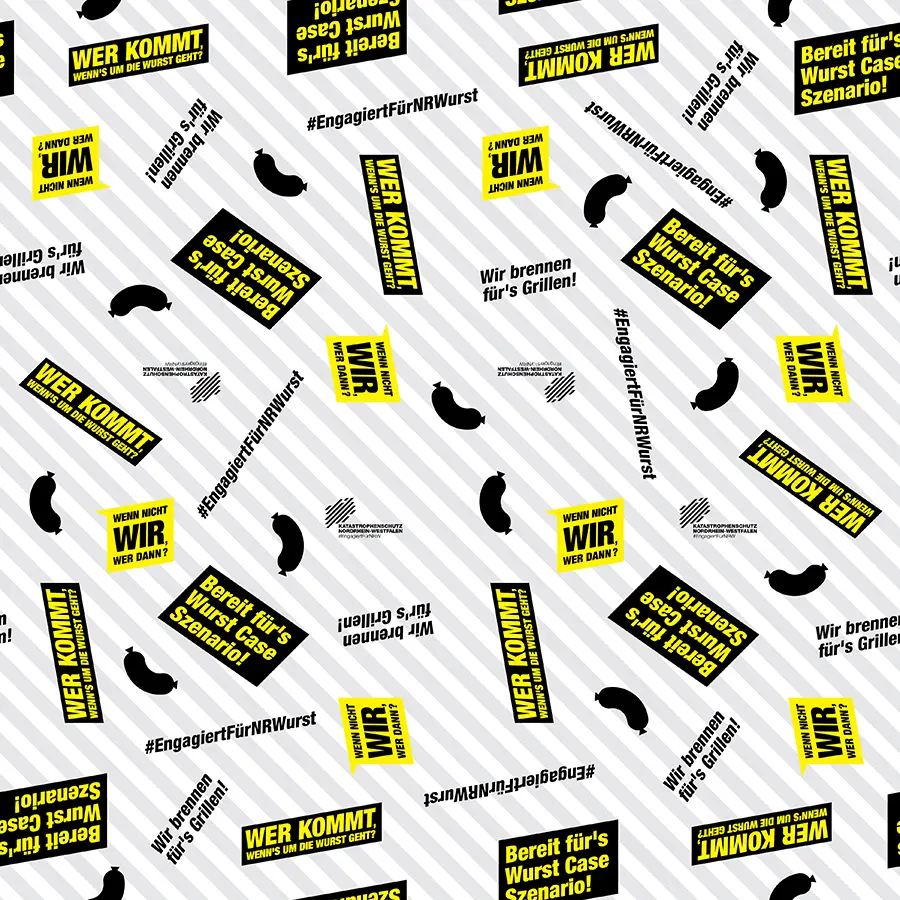 Das Bild zeigt eine Vorlage für Servietten im Design der Kampagne #engagiertfürnrw.