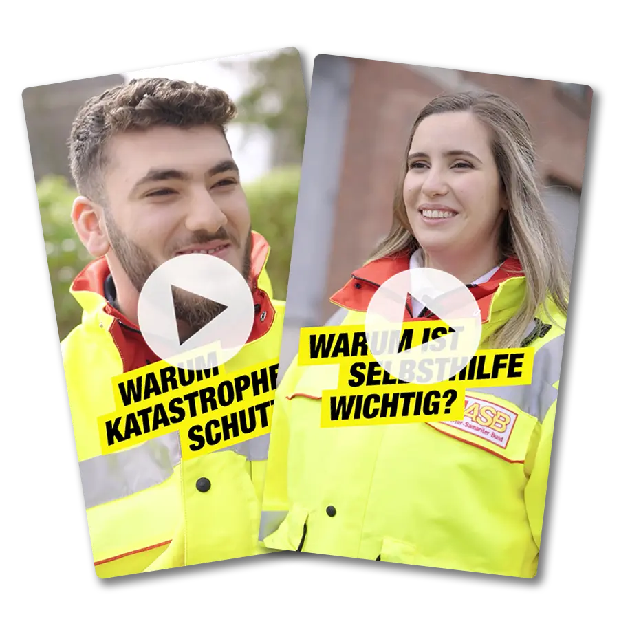 Das Bild zeigt zwei Video-Previews mit den Interviews der Kampagnengesichter des ASB.