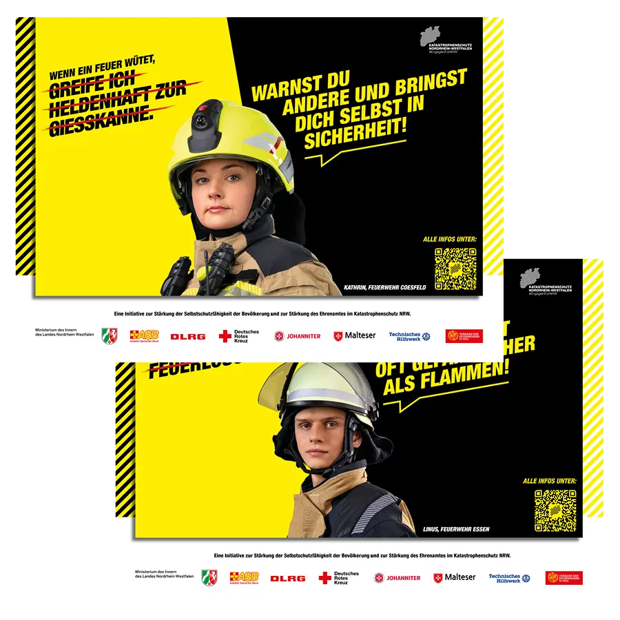 Das Bild zeigt Citystar-Plakate zweier Ehrenamtlicher vom VdF, die Tipps zur Selbsthilfe geben.