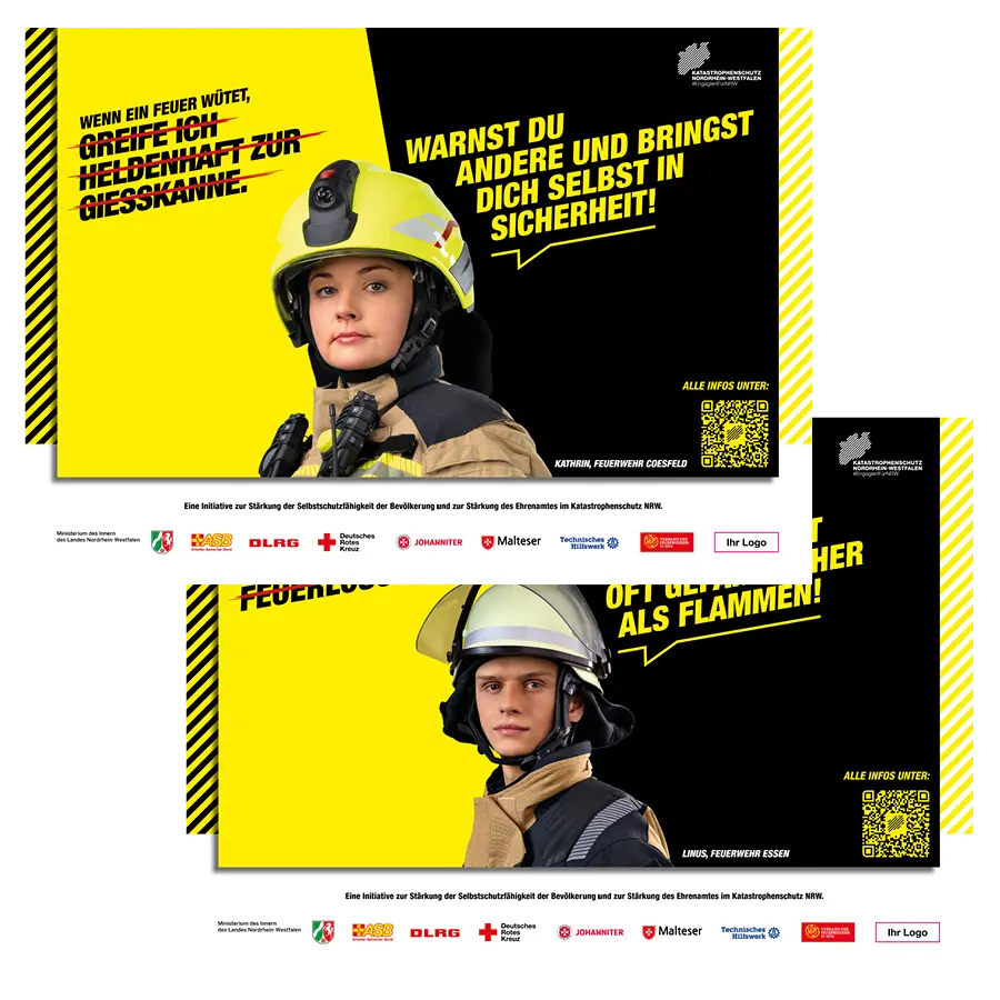 Das Bild zeigt Citystar-Plakate zweier Ehrenamtlicher vom VdF, die Tipps zur Selbsthilfe geben.