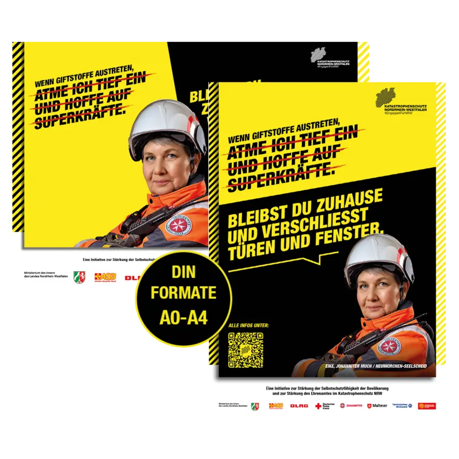 Hoch- und Querformat des Befähigungstipps mit einer Katastrophenschützerin von der JUH.