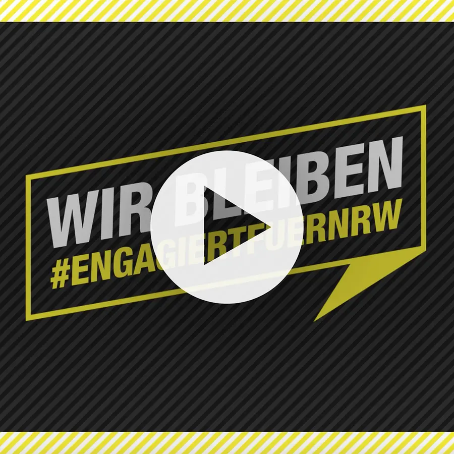 Wir bleiben #ENGAGIERFÜRNRW und ein Play-Button