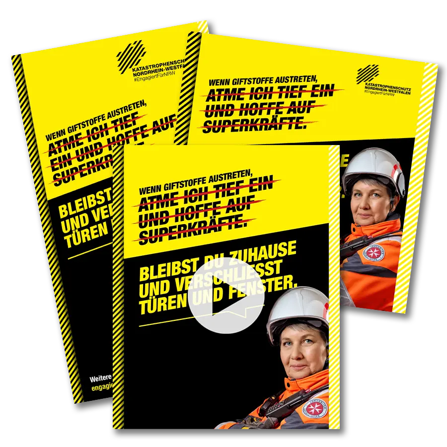 Befähigungsmotiv in der Social-Media-Darstellung mit einer Katastrophenschützerin von der JUH.