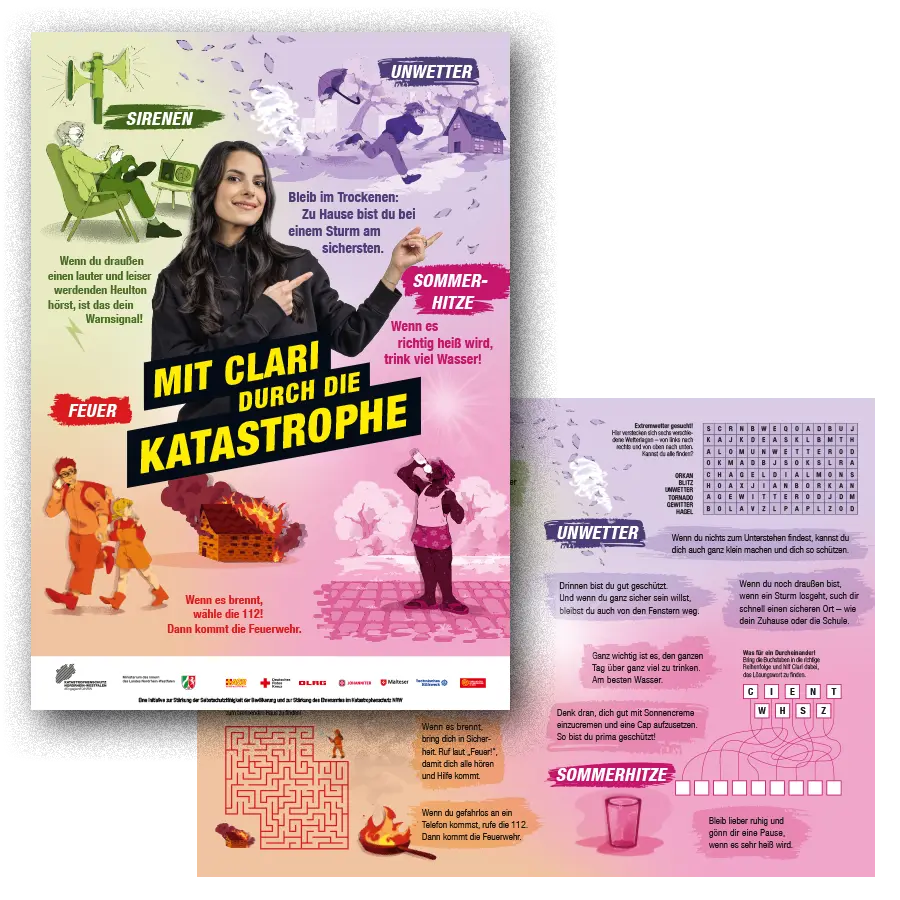 Die Vor- und Hinterseite des Kinderposters